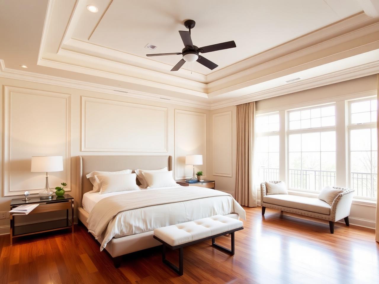 Primary bedroom with tray ceiling