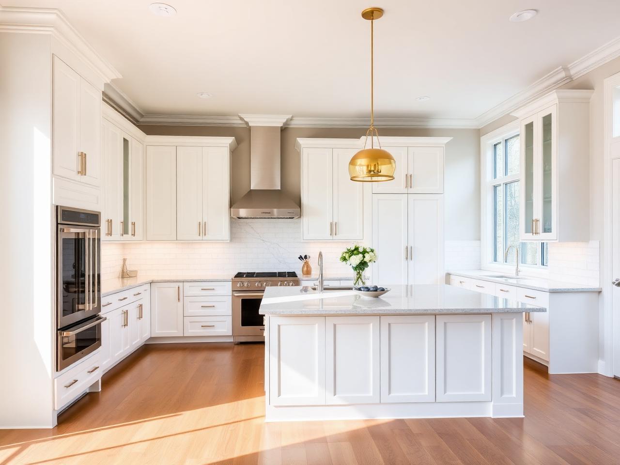 Modern kitchen with quartz island